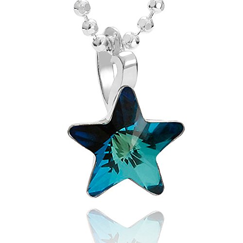 butterfly Kinderkette Mädchen Silberkette Sterling-Silber 925 Swarovski Elements Stern-Anhänger blau längen-verstellbar Öko-Verpackung Mädchen Geschenke von butterfly