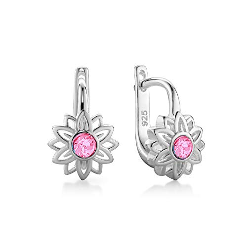 butterfly Mädchen Silber-Ohrringe Silber 925 Rosa Swarovski Elements Original Blume Geschenkverpackung Einschulung Geschenk von butterfly