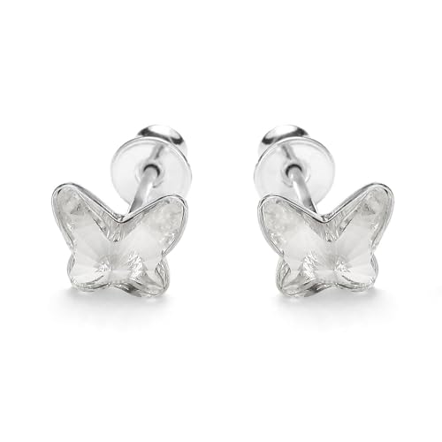 butterfly Mädchen Ohrringe Stecker Silber 925 Klar Schmetterling Eco-Verpackung Firmung Geschenk von butterfly