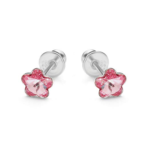 butterfly Mädchen Ohrstecker Silber 925 Rosa Swarovski Elements Original Blume Nachhaltige Verpackung Taufe Geschenk von butterfly