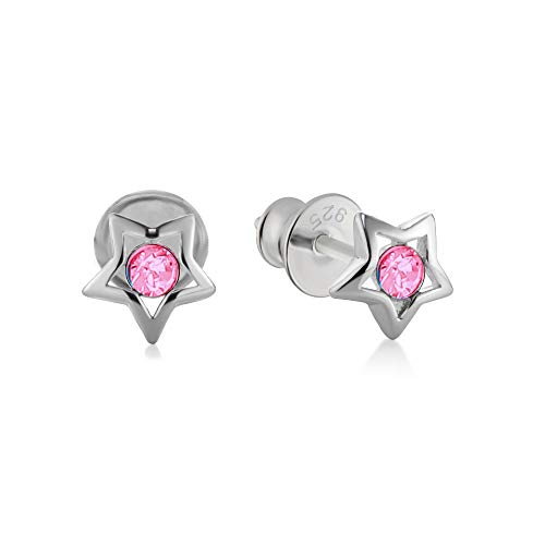 butterfly Mädchen Ohrringe Stecker Sterling-Silber 925 Rosa Swarovski Elements Original Stern Geschenkverpackung Firmung Geschenk von butterfly