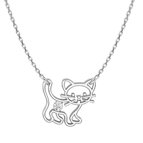 butterfly Charmante Silberkette Mit Katzenanhänger Aus 925 Sterling Silber von butterfly