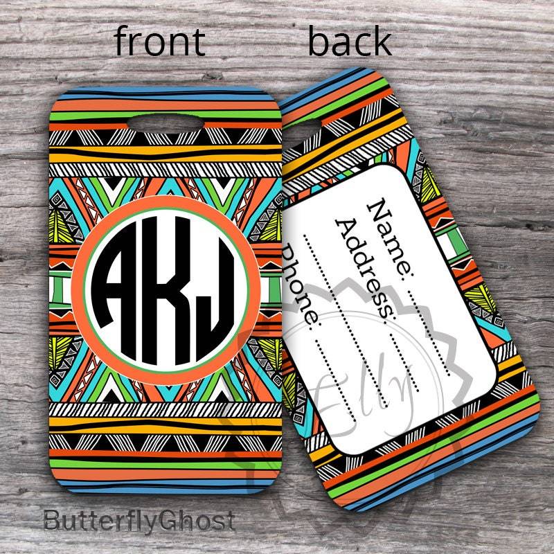 Benutzerdefinierte - Azteken Tasche Tag Mit Benutzerdefinierten Namen Gepäckanhänger Travel Tag, Sporttasche, Rucksack Oder Adresse Monogrammiert 16 von ButterflyGhost