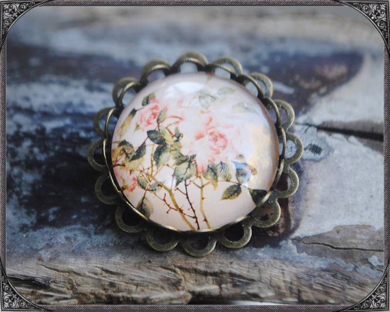 Blumen Cabochon Brosche Rosen 1 von ButterflyLotusShop