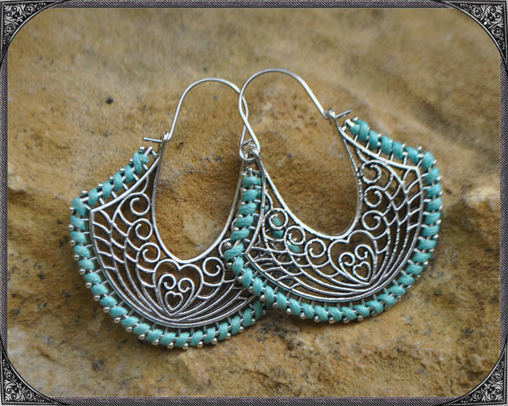 Boho Creolen Silber-Türkis Filigran Boho Creolen Silber-Türkis Filigran von ButterflyLotusShop