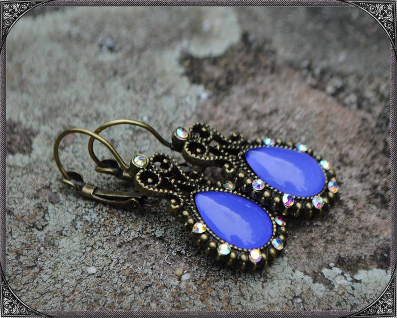 Glitzer Boho Ohrringe Teardrop Lila-Bronze von ButterflyLotusShop