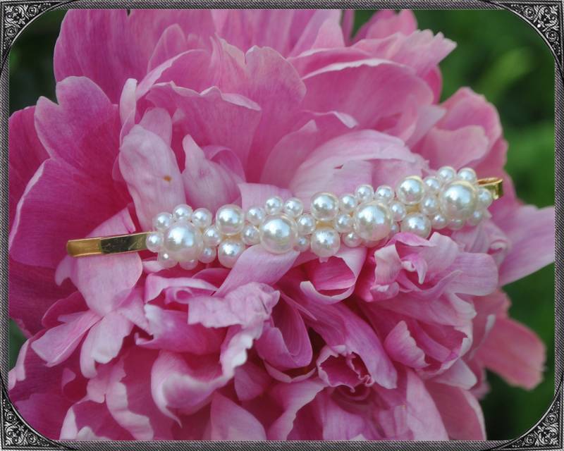 Haarspange Mit Weißen Perlen 2 von ButterflyLotusShop