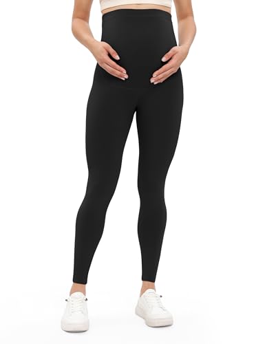 Buttergene Damen Umstandsleggings über dem Bauch Mutterschaft Workout Hosen Schwangerschaft Yoga Leggings, Tinte Schwarz, X-Groß von Buttergene