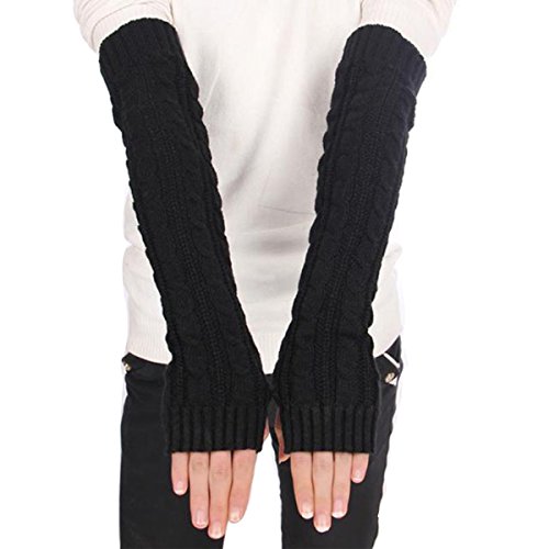 Butterme Frau Damen Wolle Extra lange Fingerless Handschuhe Dehnbar Armlinge Winter Wärmer Strick Handschuhe Gestricktes Fingerlose Armstulpen Fäustlinge von iSpchen