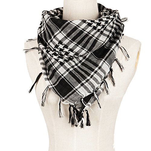 Butterme Unisex Baumwolle Shemagh Armee Keffiyeh Halstuch Schutzschal SAS Military Desert Tactical Head Wrap Tartan Patern Schals (weiß) von iSpchen