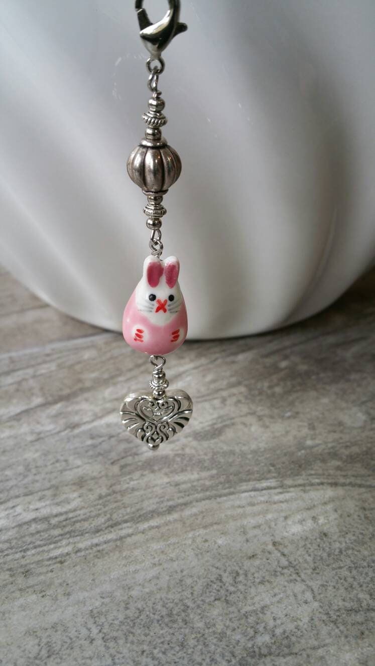 Osterhase Geldbörse Charm Clip Kaninchen Reißverschluss Rosa Schere Fob Erinnerung Baumeln Geburtstagsgeschenk Für Sie, Es Ist Ein von ButterscotchCottage