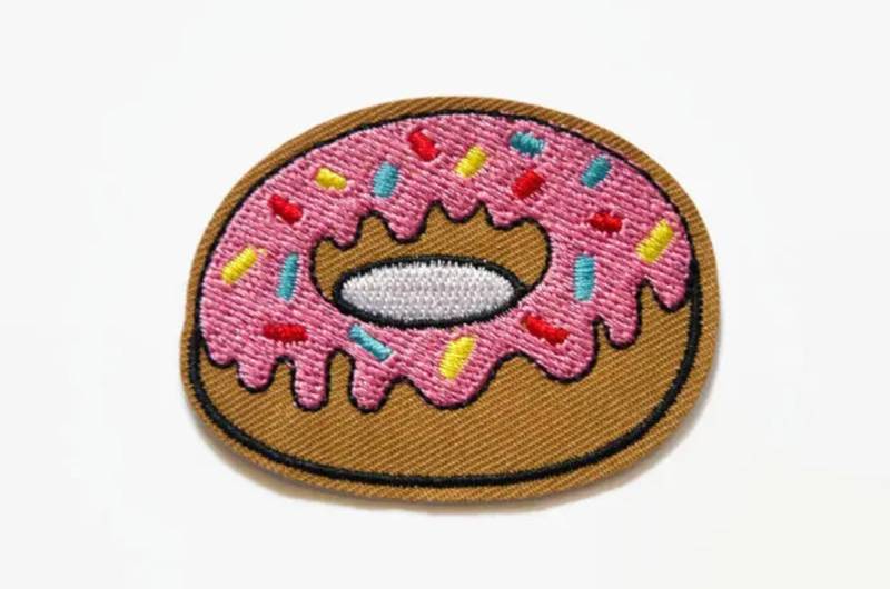 Donut Aufnäher | 1 Oder 3 Patches, Süße Lebensmittel Süßer Flicken Für Kleidung - Süßes Aufbügler Rosa Applikation Gestickt von ButtonCool