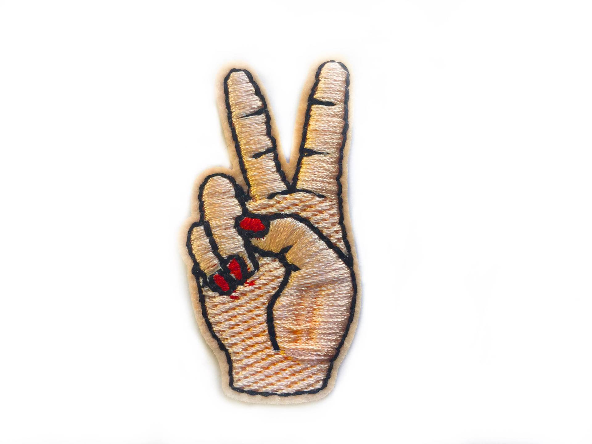 Hippy Hippie Patches - V-Zeichen Aufnäher Peace Zeichen Hand Liebe Applikation Gestickte Freunde Hippy Hippie Patches - V-Zeichen Aufnäher Peace Zeichen Hand Liebe Applikation Gestickte Freunde von ButtonCool
