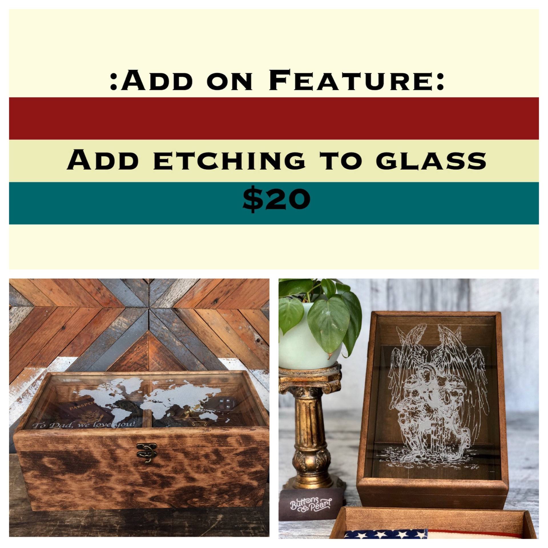 Custom Etched Glass Add-On Für Uhrenbox von ButtonsAndPearl