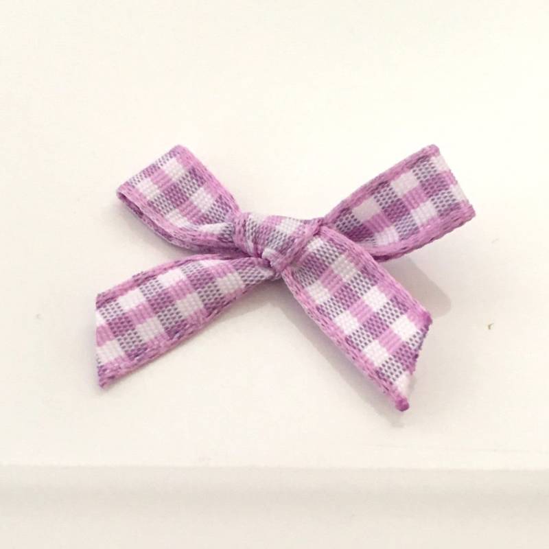 Fliederfarbene Vichy-Karo-Bandschleifen 7 Mm Bastelbedarf, 10Er Set von Buttonsheduk