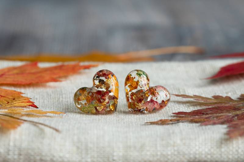 Gepresste Herbst Blatt Ohrringe Sterling Silber Ohrstecker Herbstlicher Schmuck von ButtonsyJewellery