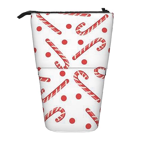 ButxeT Federmäppchen Candy Cane Print Stehende Bleistifttasche Teleskopstifthalter Niedliche Bleistifttasche Pop-Up-Bleistiftbox Kosmetiktasche für Damen Herren von ButxeT