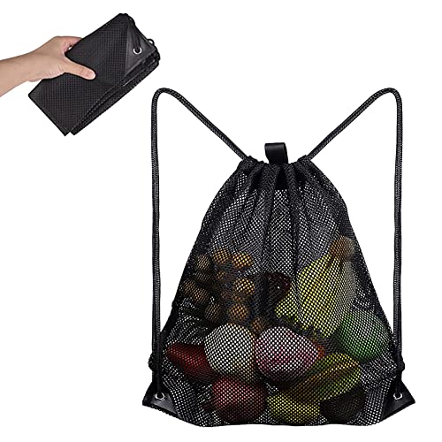 Kordelzug Turnbeutel, Mesh Strandtasche, Mesh Rucksäcke mit Kordelzug, Netz Balltasche, Gym Sack Rucksack Große Netztasche Fußball Ballnetz für Schwimmen Tauchen Reisen Fitnessstudio(45 * 40cm) von Butyeak
