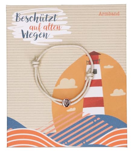 Butzon & Bercker Textilarmband Beschützt auf allen Wegen, Armband mit Schutzengel-Anhänger aus Metall, stufenlos verstellbar, Geschenk zur Erstkommunion, christliches Armband von Butzon & Bercker