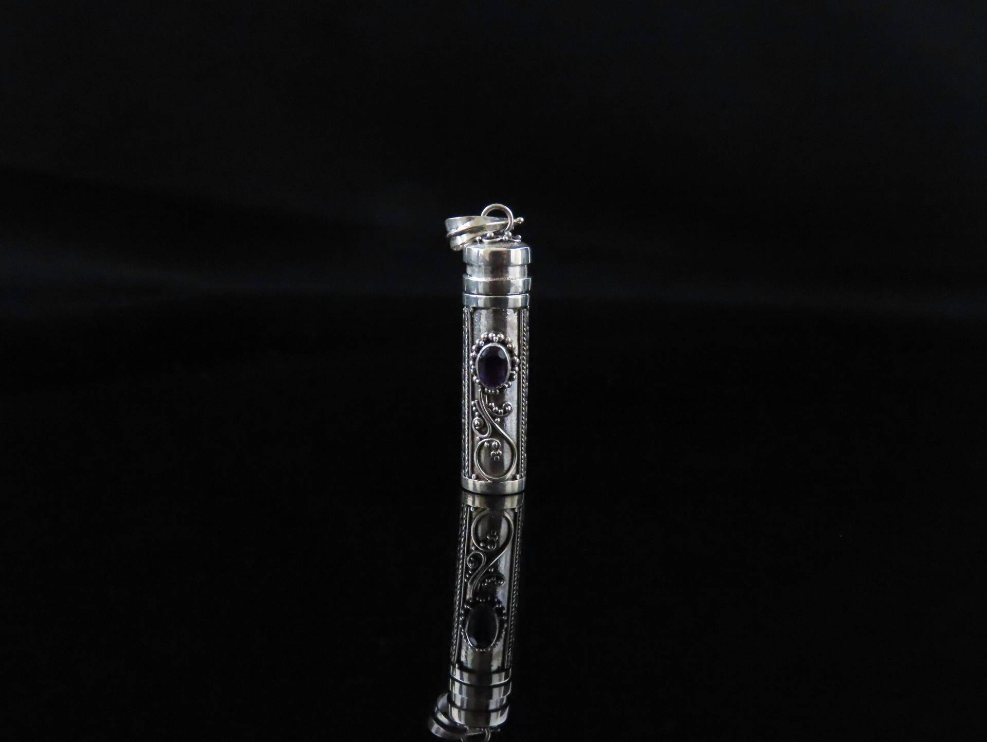 sterling Silber, Amethyst Edelstein, Parfüm Anhänger, Kremationsschmuck, Edelstein Anhänger von BuwanaJewelry
