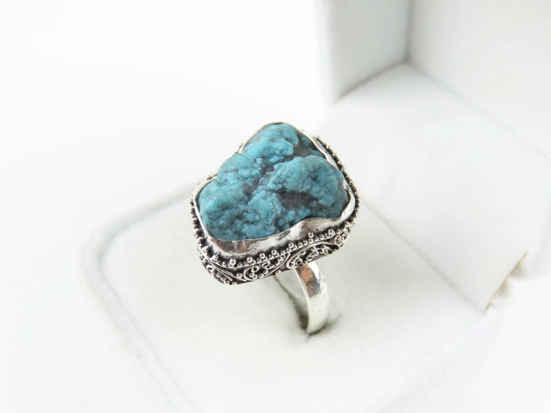 sterling Silber, Freiform, Türkis, Edelsteinring von BuwanaJewelry