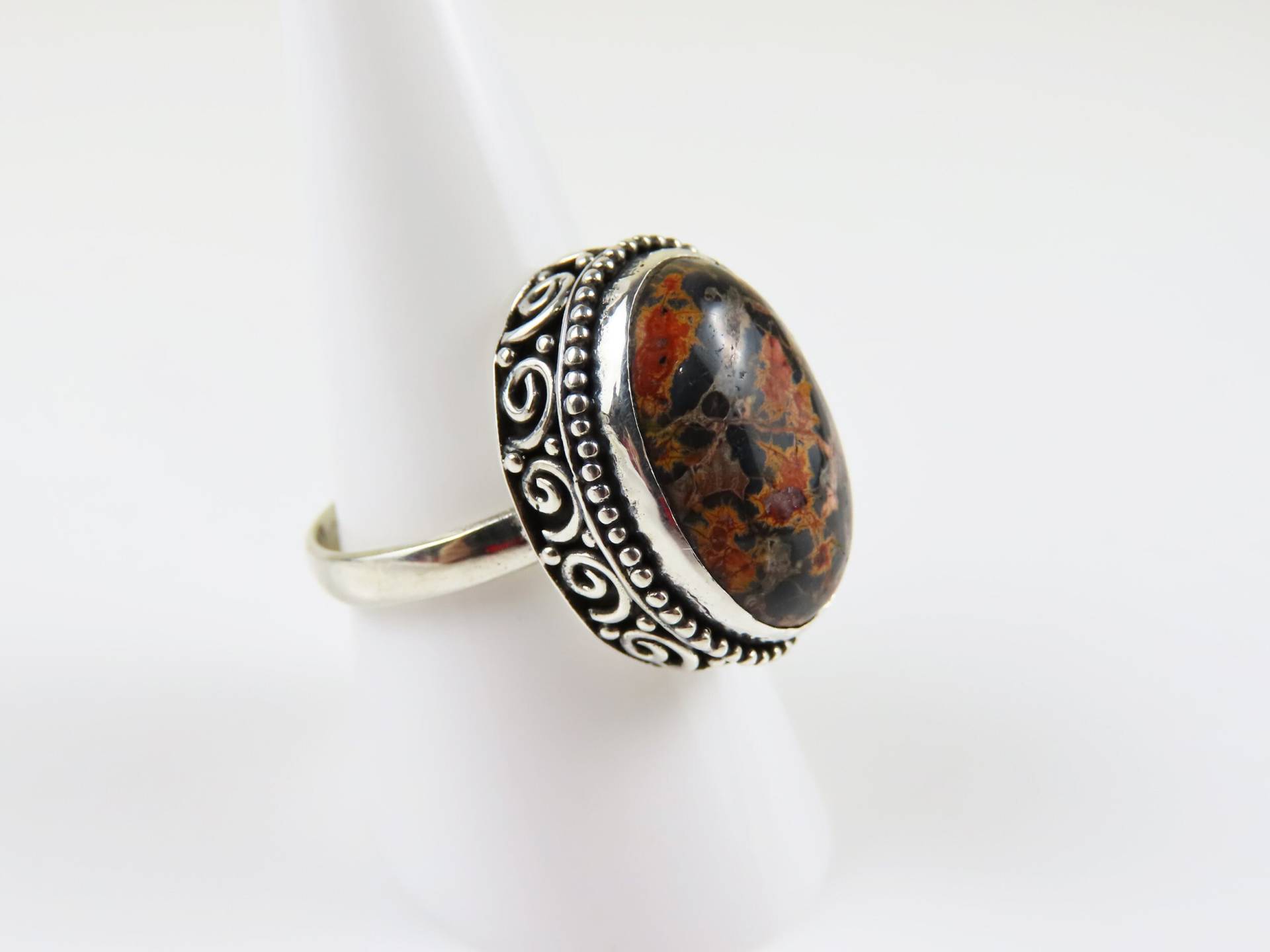 sterling Silber, Jaspis, Ovale Form, Edelstein Ring von BuwanaJewelry