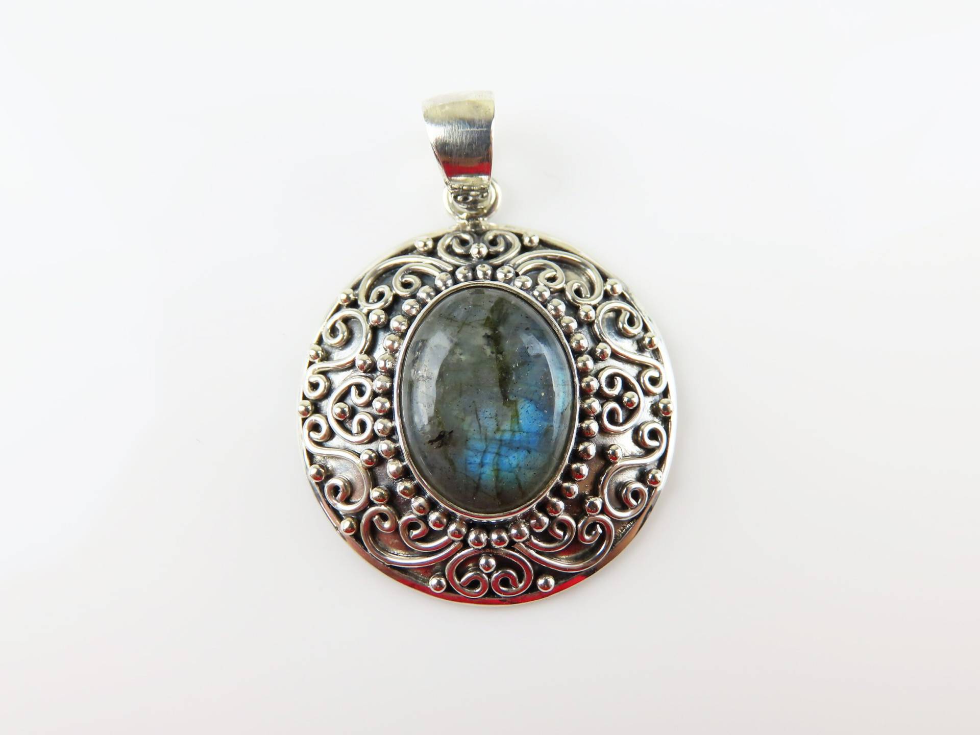 sterling Silber, Labradorit, Ovale Form, Edelstein Anhänger von BuwanaJewelry