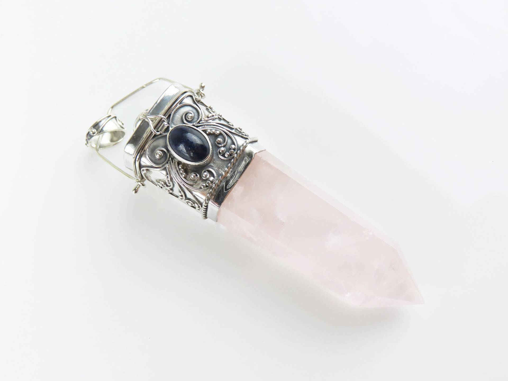 sterling Silber, Rosenquarz, Gemischter Edelstein, Kristall Anhänger von BuwanaJewelry