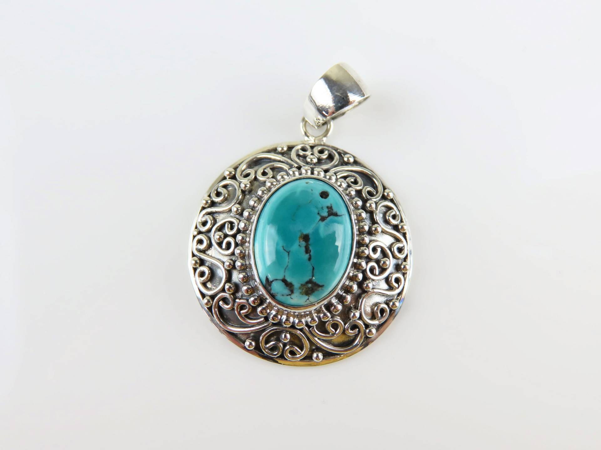 sterling Silber, Türkis, Ovale Form, Edelstein Anhänger von BuwanaJewelry