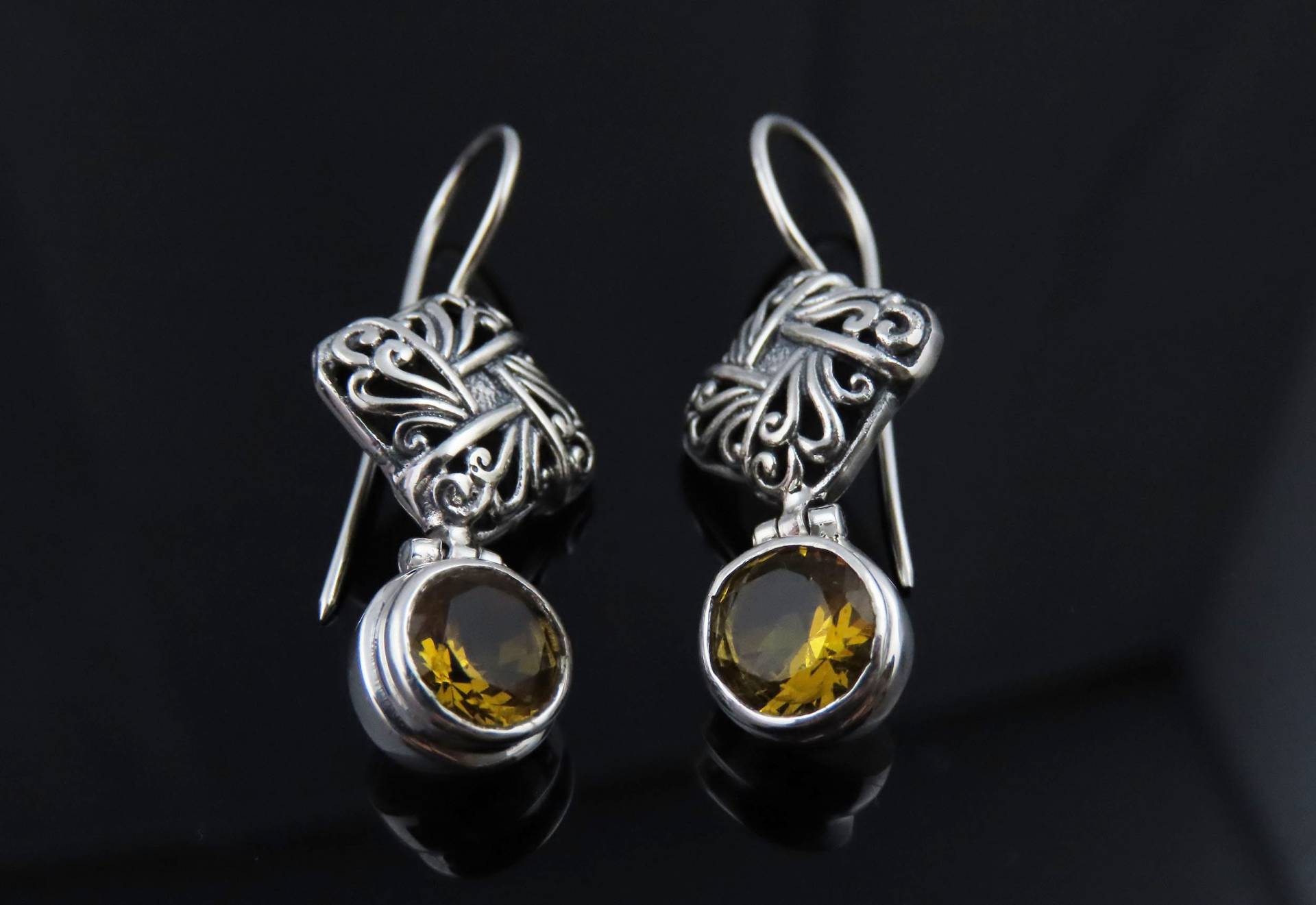 sterling Silber Ohrringe, Citrin Heilstein von BuwanaJewelry