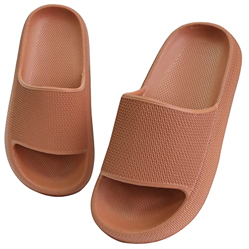 Buwege Unisex Kinder Badelatschen Jungen Mädchen badeschlappen Cozy Slides Wolken Schlappen Original EVA Weiche Dicke Sohle Rutschfeste Schwimmbad Strand Badeschuhe Orange 30 EU von Buwege