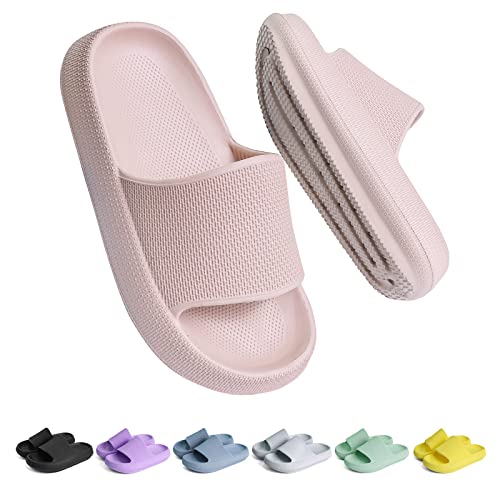 Buwege Unisex Kinder Badelatschen Jungen Mädchen badeschlappen Cozy Slides Wolken Schlappen Original EVA Weiche Dicke Sohle Rutschfeste Schwimmbad Strand Badeschuhe Rosa 31 EU von Buwege