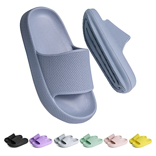 Unisex Kinder Badelatschen Jungen Mädchen Badeschlappen Cozy Slides Wolken Schlappen Original Eva Weiche Dicke Sohle rutschfeste Schwimmbad Strand Badeschuhe Dunst Blau 30 EU von Buwege