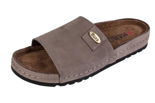 Buxa Memory 115, Damen Clogs Lederschuhe Pantolette Komfortschuhe Hausschuhe (Grau, EU Schuhgrößensystem, Erwachsene, Damen, Numerisch, M, 38) von Buxa