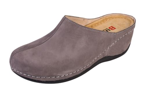 Buxa Anatomic 340, Damen Clogs Lederschuhe Pantolette Komfortschuhe Hausschuhe (Grau, EU Schuhgrößensystem, Erwachsene, Damen, Numerisch, M, 37) von Buxa