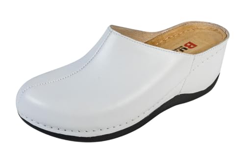 Buxa Anatomic 340, Damen Clogs Lederschuhe Pantolette Komfortschuhe Hausschuhe (Weiß, EU Schuhgrößensystem, Erwachsene, Damen, Numerisch, M, 38) von Buxa