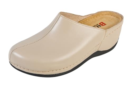 Buxa Anatomic 340, Damen Clogs Lederschuhe Pantolette Komfortschuhe Hausschuhe (Beige, EU Schuhgrößensystem, Erwachsene, Damen, Numerisch, M, 38) von Buxa