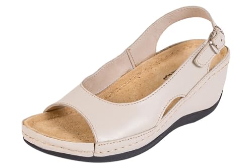 Buxa Anatomic 320 Damen Clogs Sandalen Lederschuhe Pantolette Komfortschuhe Hausschuhe (Beige, EU Schuhgrößensystem, Erwachsene, Damen, Numerisch, M, 41) von Buxa