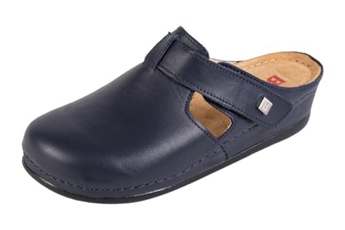 Buxa Anatomic BZ240 Clogs Pantoletten Hausschuhe aus Leder für Damen, hochwertige Damenschuhe, marine, 38 EU von Buxa