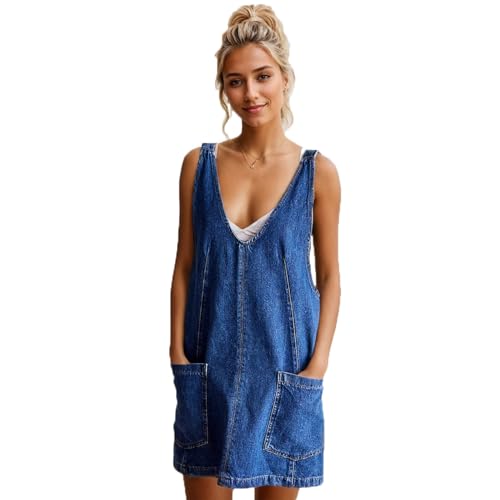 Buxitt Damen-Overall, Stretch-Denim, Minikleid, verstellbare Schultergurte, hoher Rollrock, lässiger Jeans-Strampler, Jumpsuit, Saphirblau, Small Buxitt Damen-Overall, Stretch-Denim, Minikleid, verstellbare Schultergurte, hoher Rollrock, lässiger Jeans-Strampler, Jumpsuit, Saphirblau, Small von Buxitt