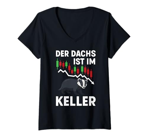 Damen Aktien Börse Trader Dividenden T-Shirt mit V-Ausschnitt von Buy And Hold Finanzielle Freiheit