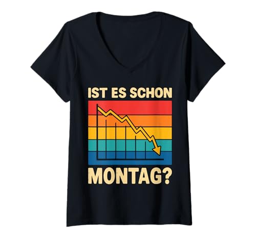 Damen Aktien Börse Trader Dividenden T-Shirt mit V-Ausschnitt von Buy And Hold Finanzielle Freiheit