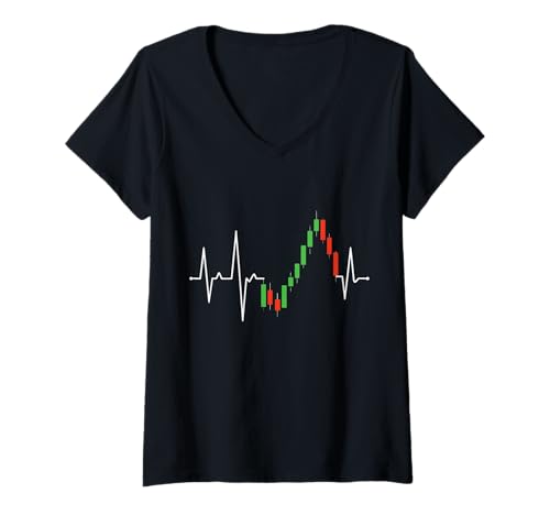 Damen Aktien Börse Trader Dividenden T-Shirt mit V-Ausschnitt von Buy And Hold Finanzielle Freiheit