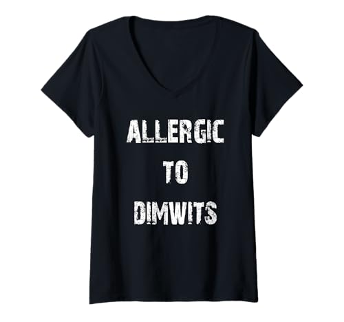 Damen Allergisch gegen Dimwits T-Shirt mit V-Ausschnitt von Buy Cool Shirts