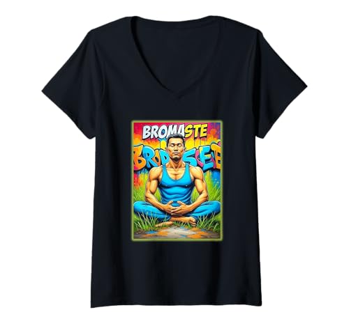 Damen Bromaste Herren Yoga Meditation T-Shirt mit V-Ausschnitt von Buy Cool Shirts