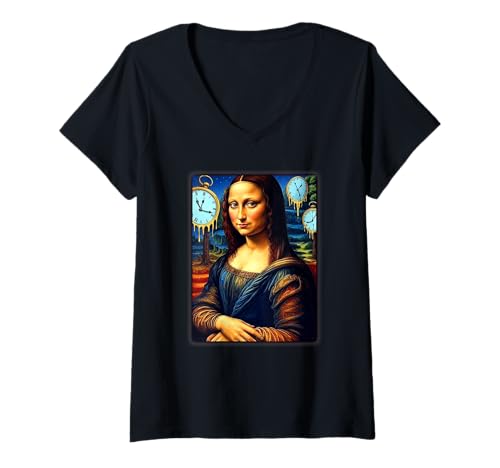 Damen Dali Lisa Abstrakte Renaissance T-Shirt mit V-Ausschnitt von Buy Cool Shirts