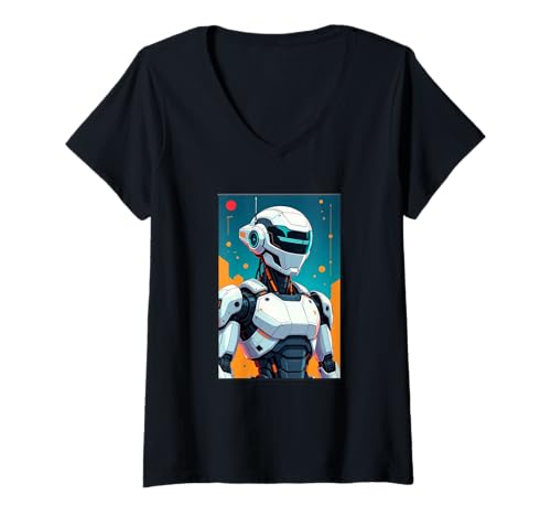 Damen Gen Z Humanoider Roboter T-Shirt mit V-Ausschnitt von Buy Cool Shirts