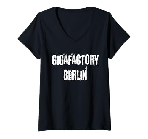 Damen Gigafactory Berlín T-Shirt mit V-Ausschnitt von Buy Cool Shirts