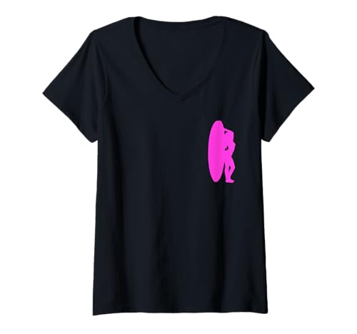 Damen Heißes rosafarbenes Surfer-Mädchen T-Shirt mit V-Ausschnitt von Buy Cool Shirts