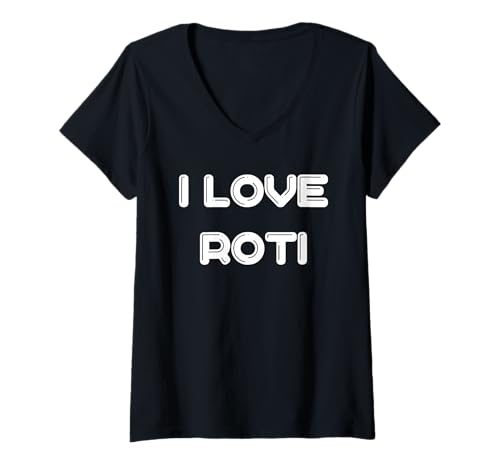 Damen Ich Liebe Roti Indian Bread T-Shirt mit V-Ausschnitt von Buy Cool Shirts